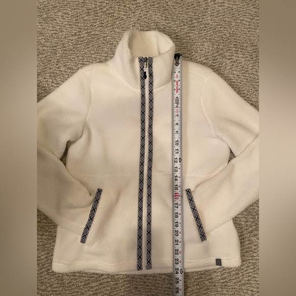 Free Country Ivory Fleece Sherpa Jacket, Zip Up with Patterned Trim Size S NWT - Picture 9 of 10
